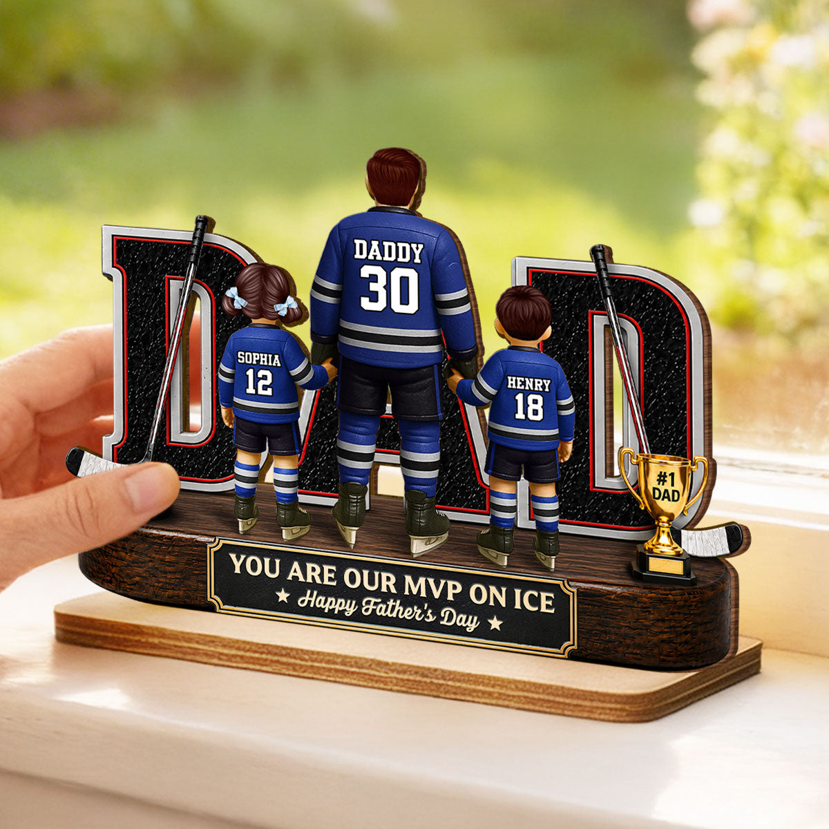 Hockey Dad Legend You Are Our MVP On Ice - Personalized 2-Layered Wooden Plaque -  Gift For Dad, Husband