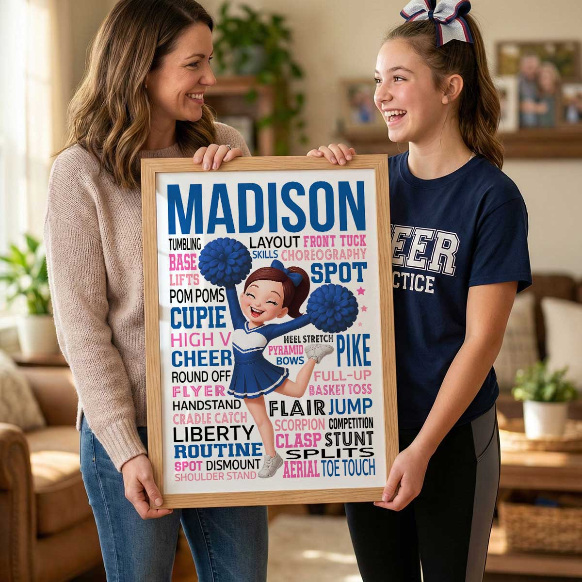 Typography Art Cheerleader Girl - Personalized Poster - Gift For Daughter, Granddaughter, Cheer Team Gift, Cheerleading Print