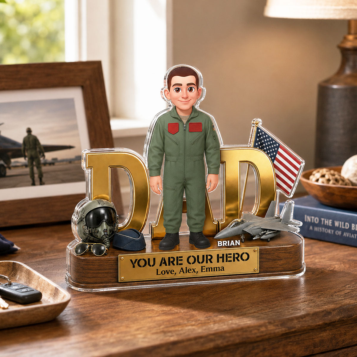 Proud American Air Force Dad You Are Our Hero - Personalized Acrylic Block Plaque -  Gift For Dad
