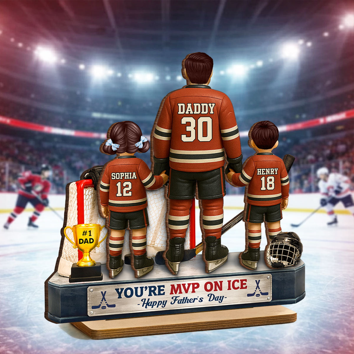 You're MVP On Ice Hockey Dad - Personalized 2-Layered Wooden Plaque - Gift For Hockey Dad, Gift For Husband