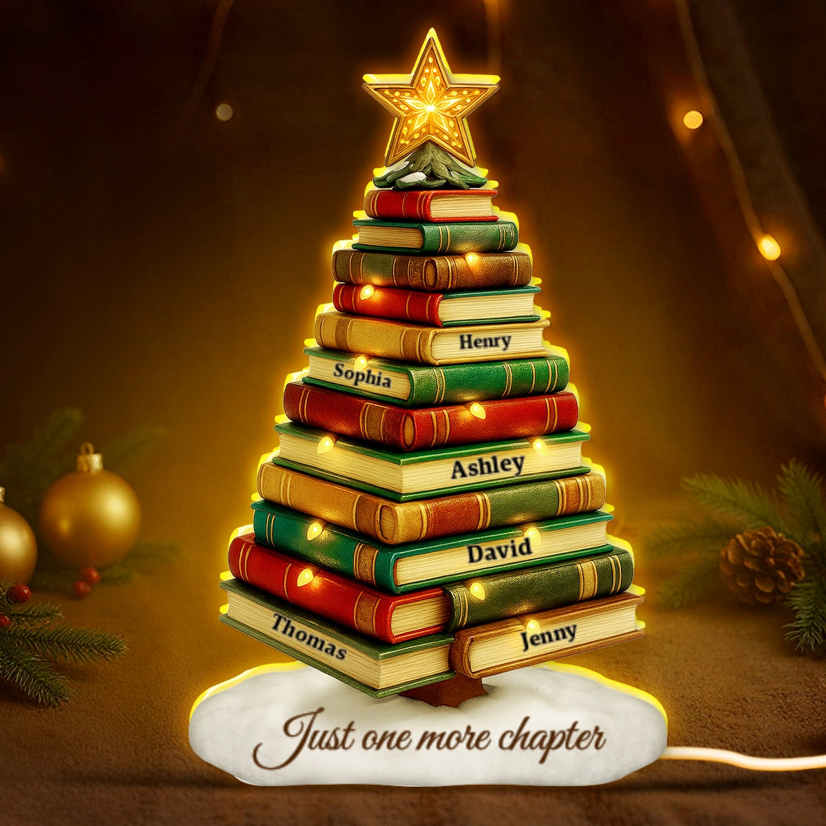 Book Lovers Christmas Tree - Personalized Light Box - Christmas Gift For Book Lovers