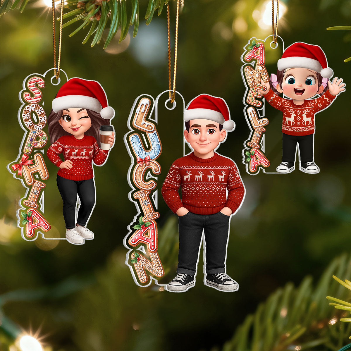 Custom Family Name Gingerbread Alphabet Ornament - Personalized Acrylic Ornament - Cute Christmas Gift For Family