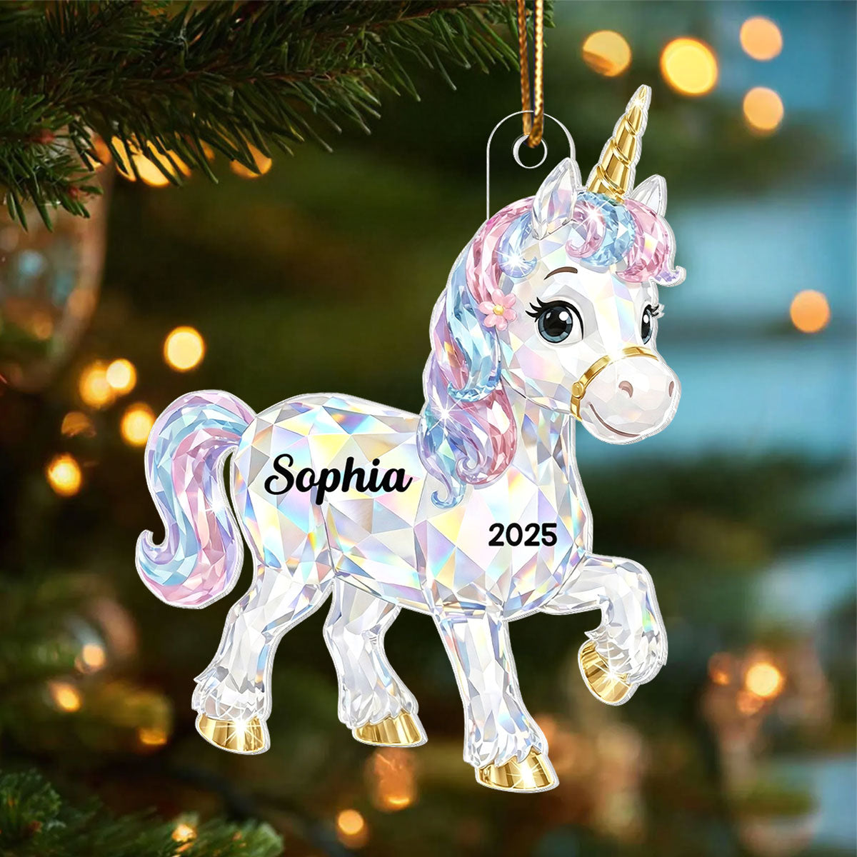 3D Effect Unicorn Pattern Crystal - Personalized Acrylic Ornament
