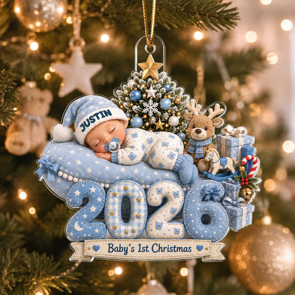 Baby's First Christmas 2026 - Personalized Acrylic Ornament - Newborn Girl Boy Gift, Heartfelt Keepsake