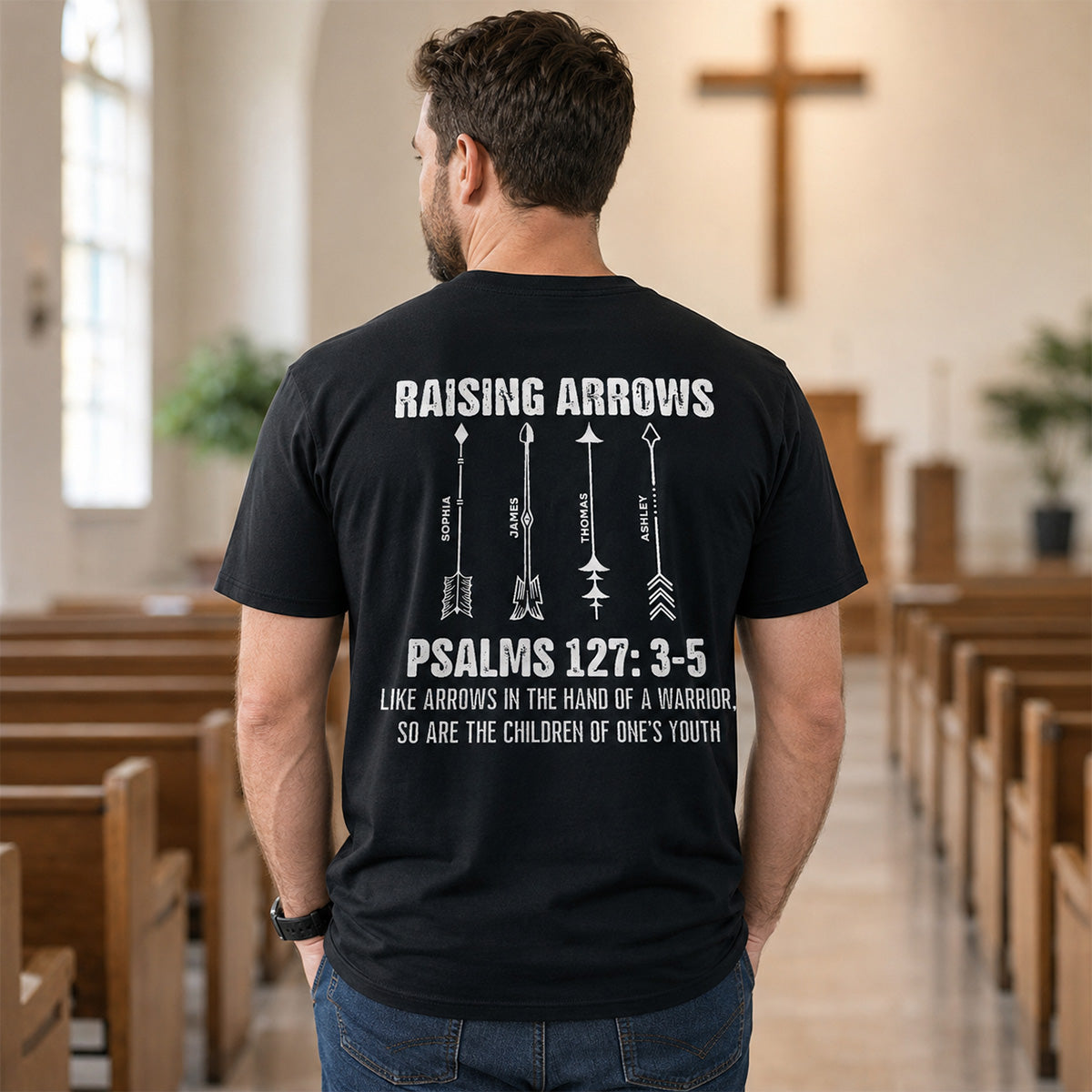 Raising Arrows Custom Kids Names - Personalized Shirt - Father's Day Gift For Christian Dad