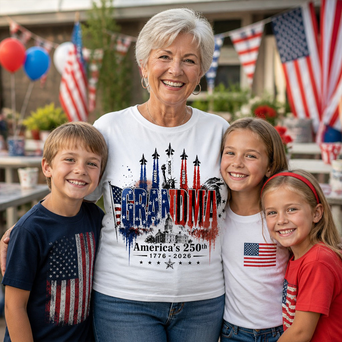 Patriotic Grandma USA 250th Anniversary - Personalized Shirt - Gift For Mom, Grandma, Wife