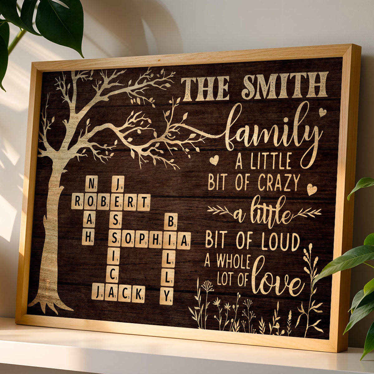 Rustic Vintage Family Lot Of Love Crossword Puzzle Art - Personalized Poster - Heartfelt Father's Day Gift For Dad, Husband