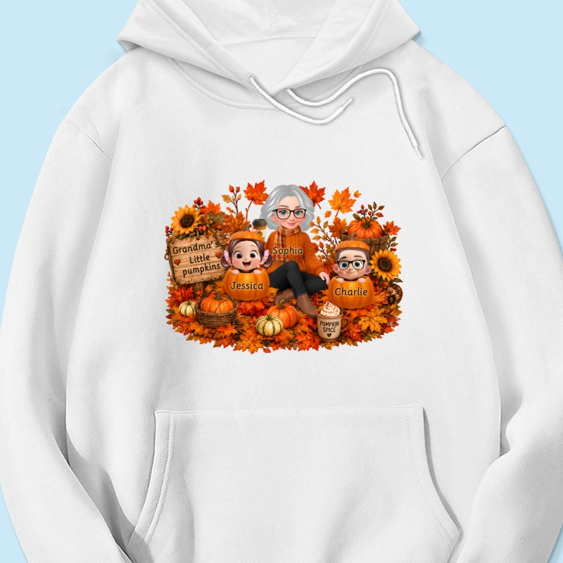 Grandma's Little Pumpkins Grandkids Fall - Personalized Shirt - Fall Season Gift, Gift For Grandma