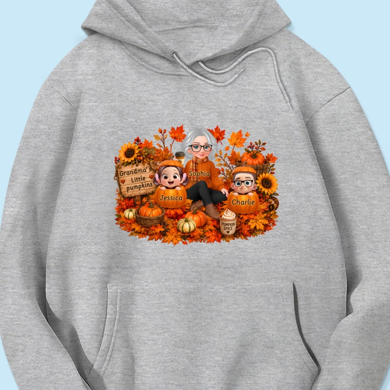 Grandma's Little Pumpkins Grandkids Fall - Personalized Shirt - Fall Season Gift, Gift For Grandma