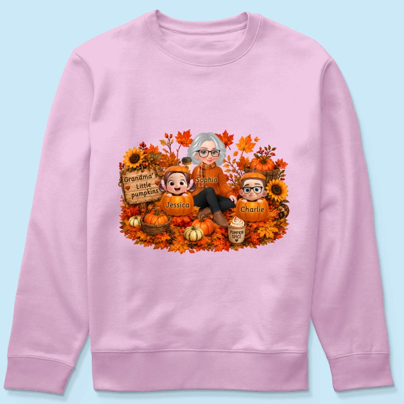 Grandma's Little Pumpkins Grandkids Fall - Personalized Shirt - Fall Season Gift, Gift For Grandma