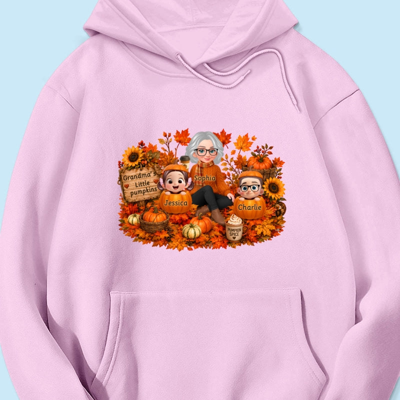 Grandma's Little Pumpkins Grandkids Fall - Personalized Shirt - Fall Season Gift, Gift For Grandma