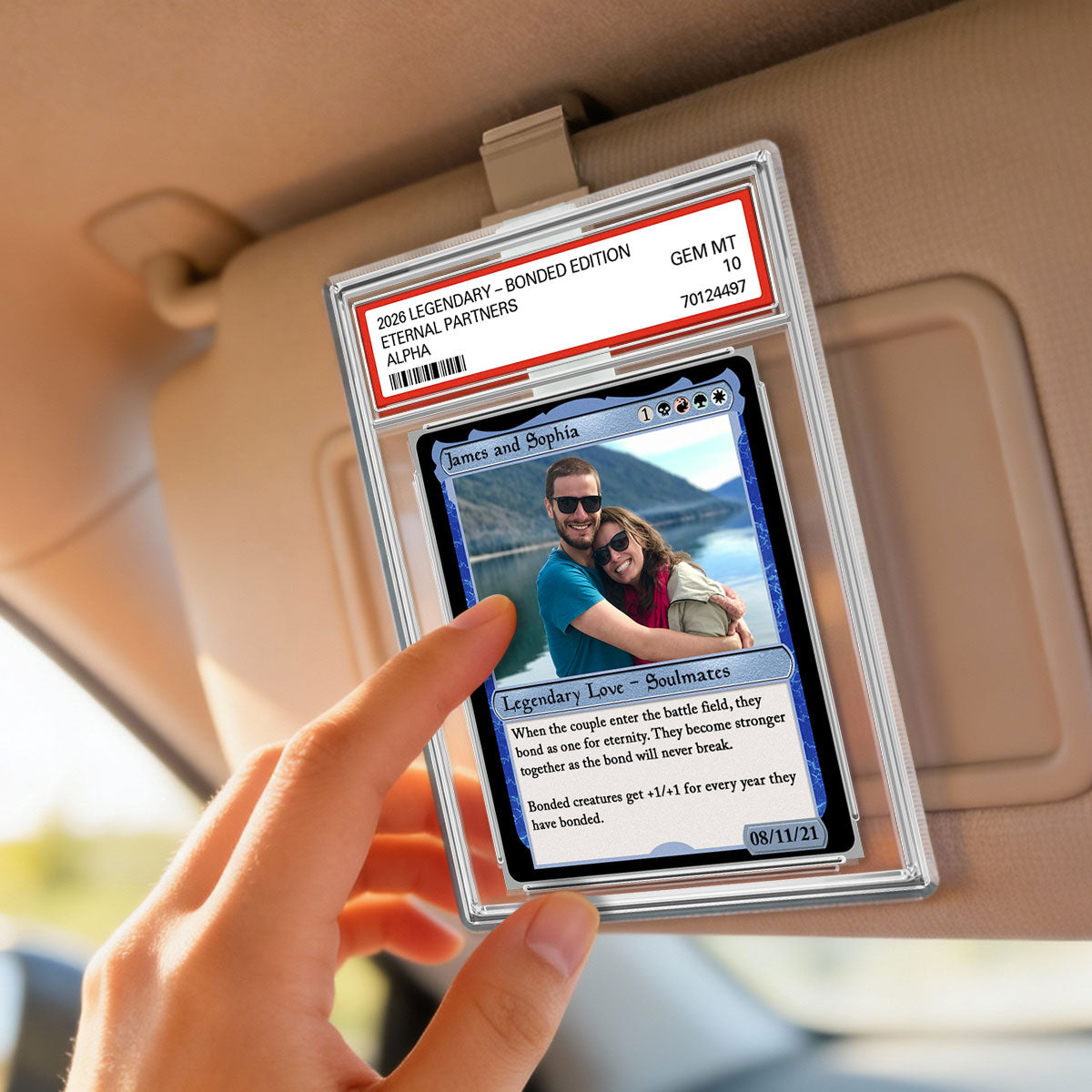 Custom Photo Fantasy Trading Card Style - Personalized Acrylic Car Visor - Valentine's Day, Anniversary Gift For Him, For Her
