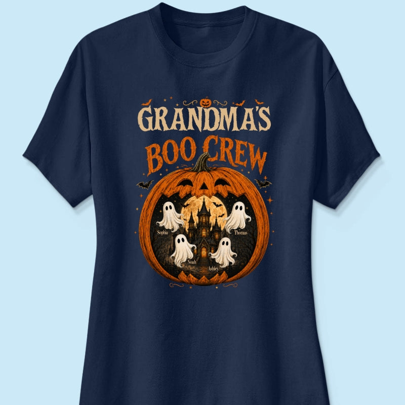 Trending Pumpkin Grandma's Boo Crew Halloween Haunted House - Personalized Shirt - Gift for Grandma