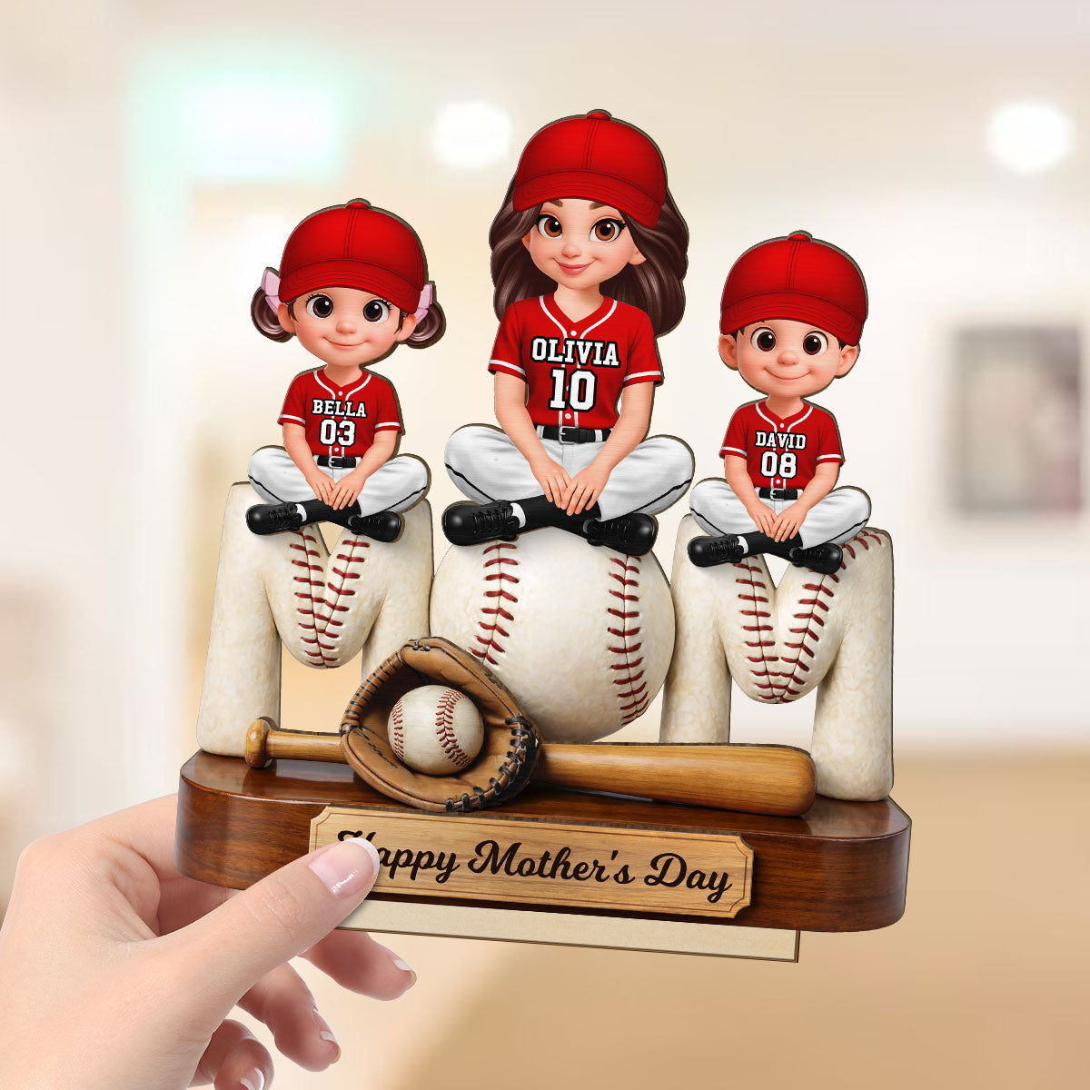 Best Baseball Mom Ever - Personalized 2-Layered Wooden Plaque - Mother's Day Gift For Baseball Mom