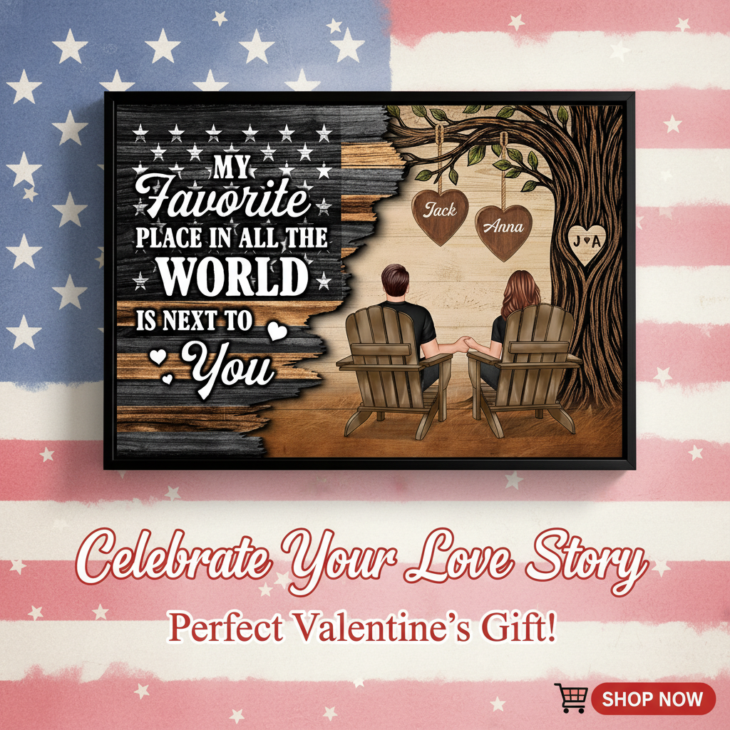 Forever Love Couple Under Tree Half Nation Flag - Personalized Poster - Valentine's Day Gift For Couple