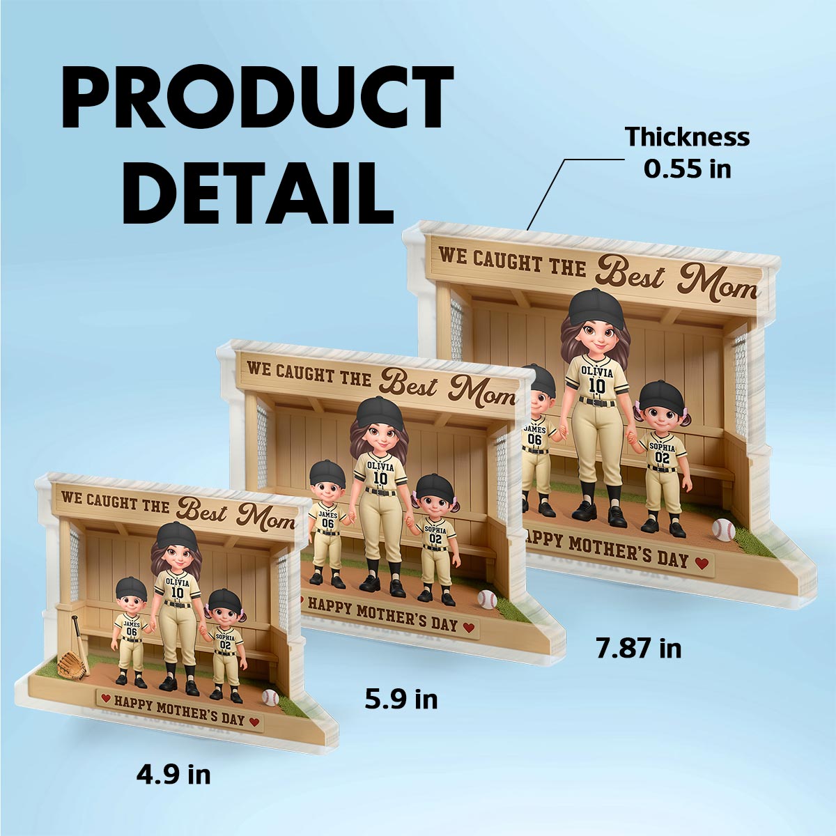 We Caught The Best Mom Baseball Dugout - Personalized Acrylic Block Plaque - Mother's Day Gift For Baseball Mom