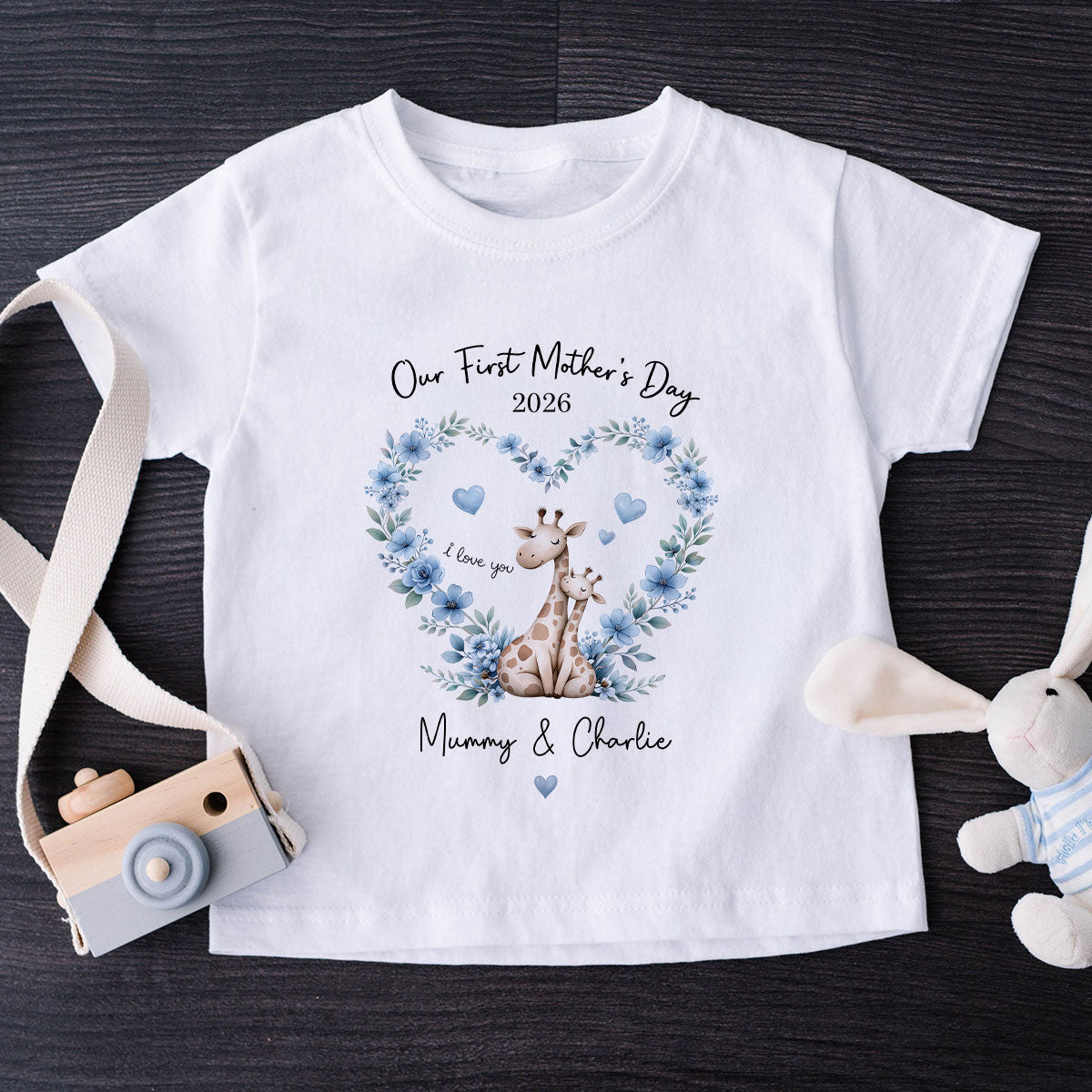Our First Mother's Day Giraffe Mom And Baby - Personalised Onesie - First Mother's Day Baby Gift