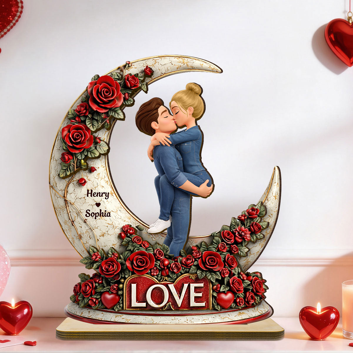 Couple Romantic Gothic Love - Personalized 2-Layered Wooden Plaque - Anniversary, Valentine's Day Gift, Gift For Him, Gift For Her
