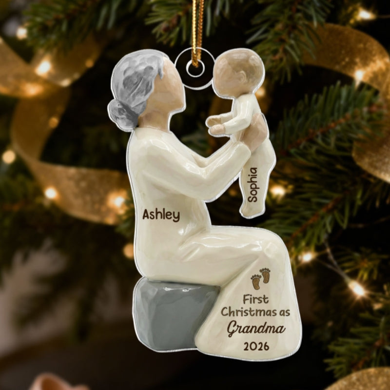 3D Effect First Christmas As Mom Grandma - Personalized Acrylic Ornament