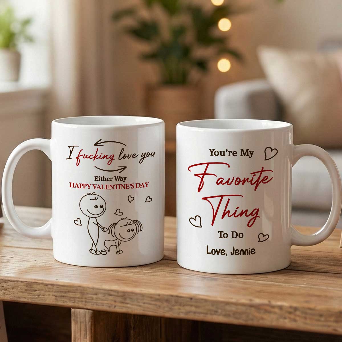 I Fcking Love You Funny Inappropriate Stick Couple - Personalized Mug - Valentine's Day Gift For Him, For Her