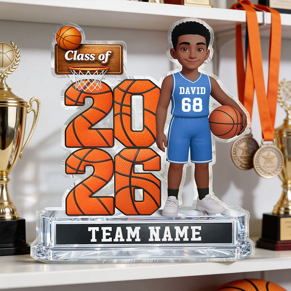 Basketball Senior Class Of 2026 2027 2D Flat - Personalized Acrylic Block Plaque - Graduation Gift For Son, Daughter