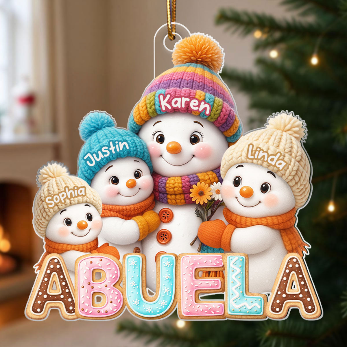 Grandma And Grandkids Christmas 2025 - Personalized Acrylic Ornament - Heartwarming Christmas Gift For Grandma