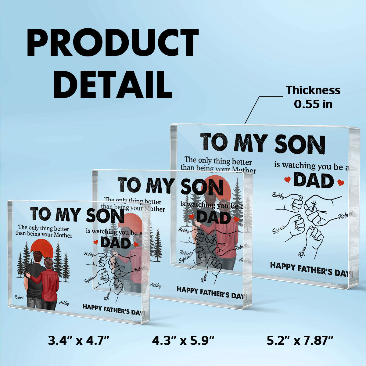 Retro Vintage Sunset To My Son Watching You Be A Dad - Personalized Acrylic Block Plaque -  Gift For Son