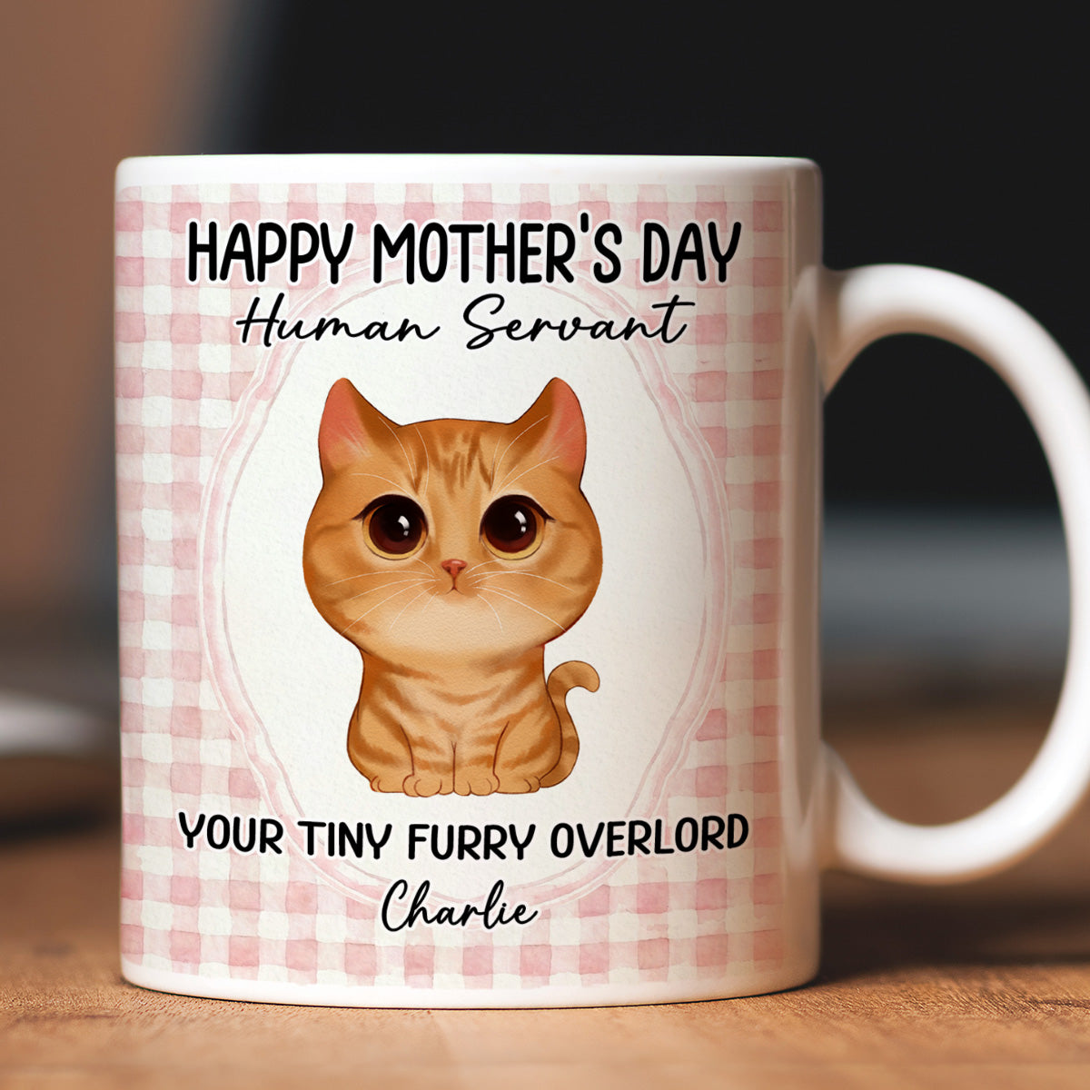 Watercolor Cat Happy Mother's Day Human Servant - Personalized Mug - Funny Mother's Day Gift For Cat Mom, Cat Lovers