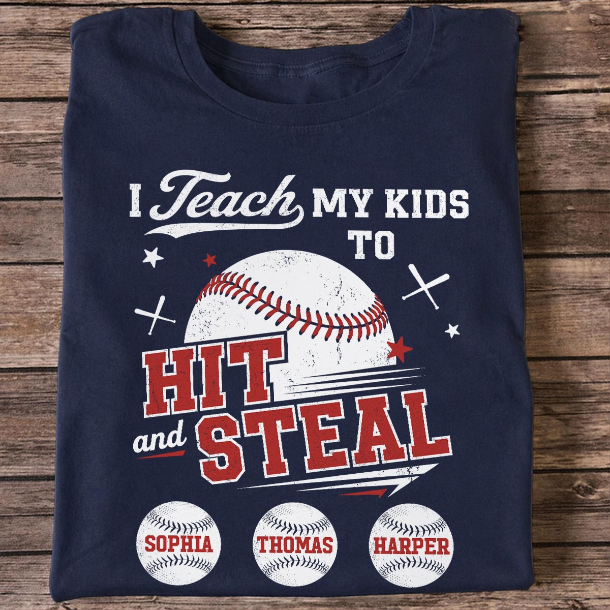 Best Dads Teach Kids To Hit & Steal - Personalized Shirt - Father's Day Gift For Baseball Dad, Husband