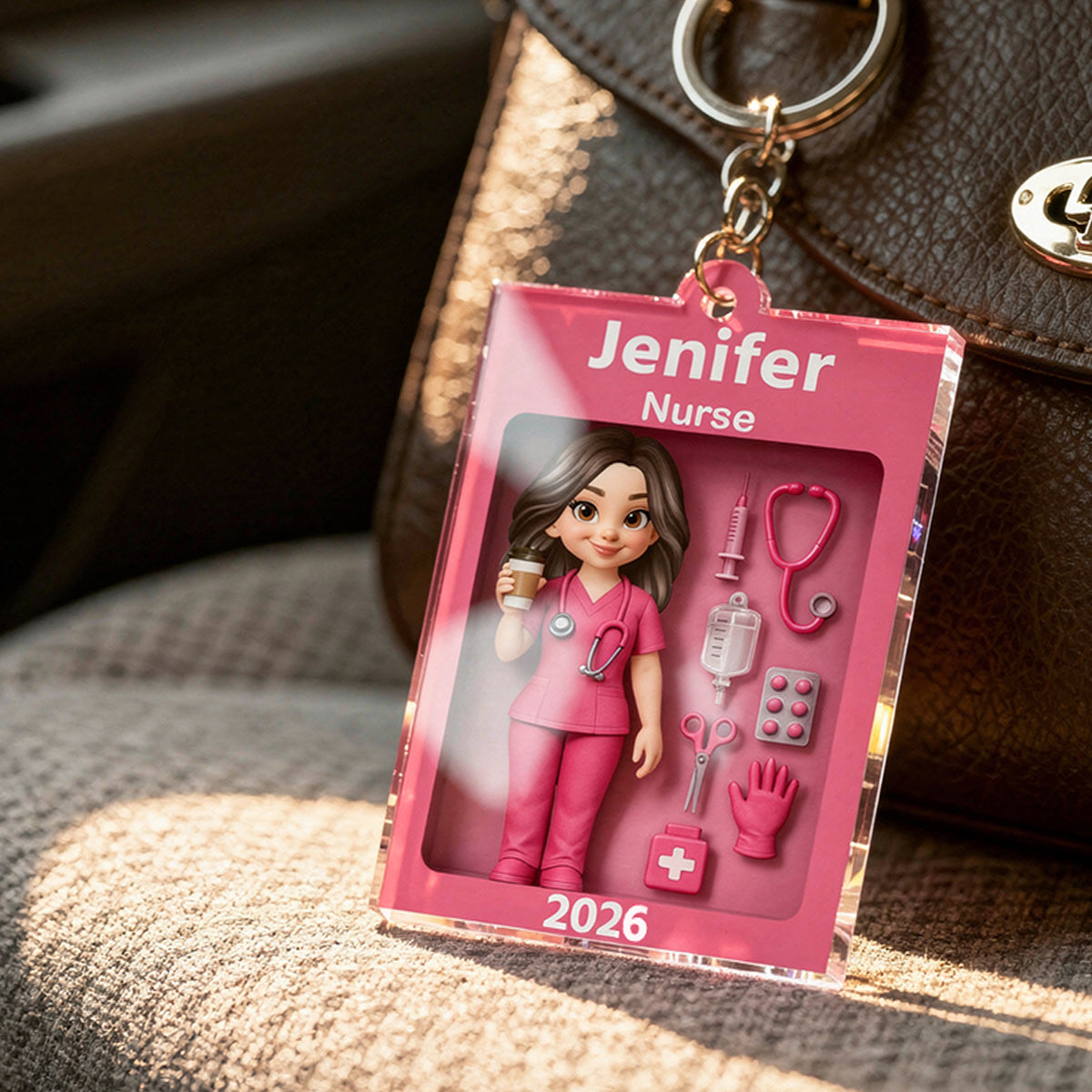Nurse In Toy Box - Personalized Car Hanger - Special Gift For Nurse, For Co-workers