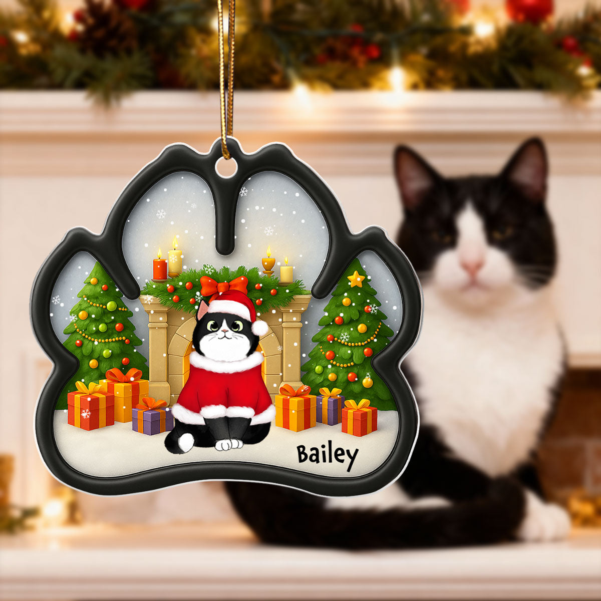 Custom Paw Cute Cartoon Cats - Personalized Acrylic Ornament - Christmas Gift For Cat Lovers