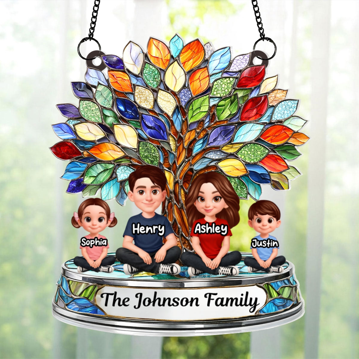 Family Tree - Personalized Acrylic Window Hanging Suncatcher - Heartfelt Mother's Day Gift for Mom, Wife