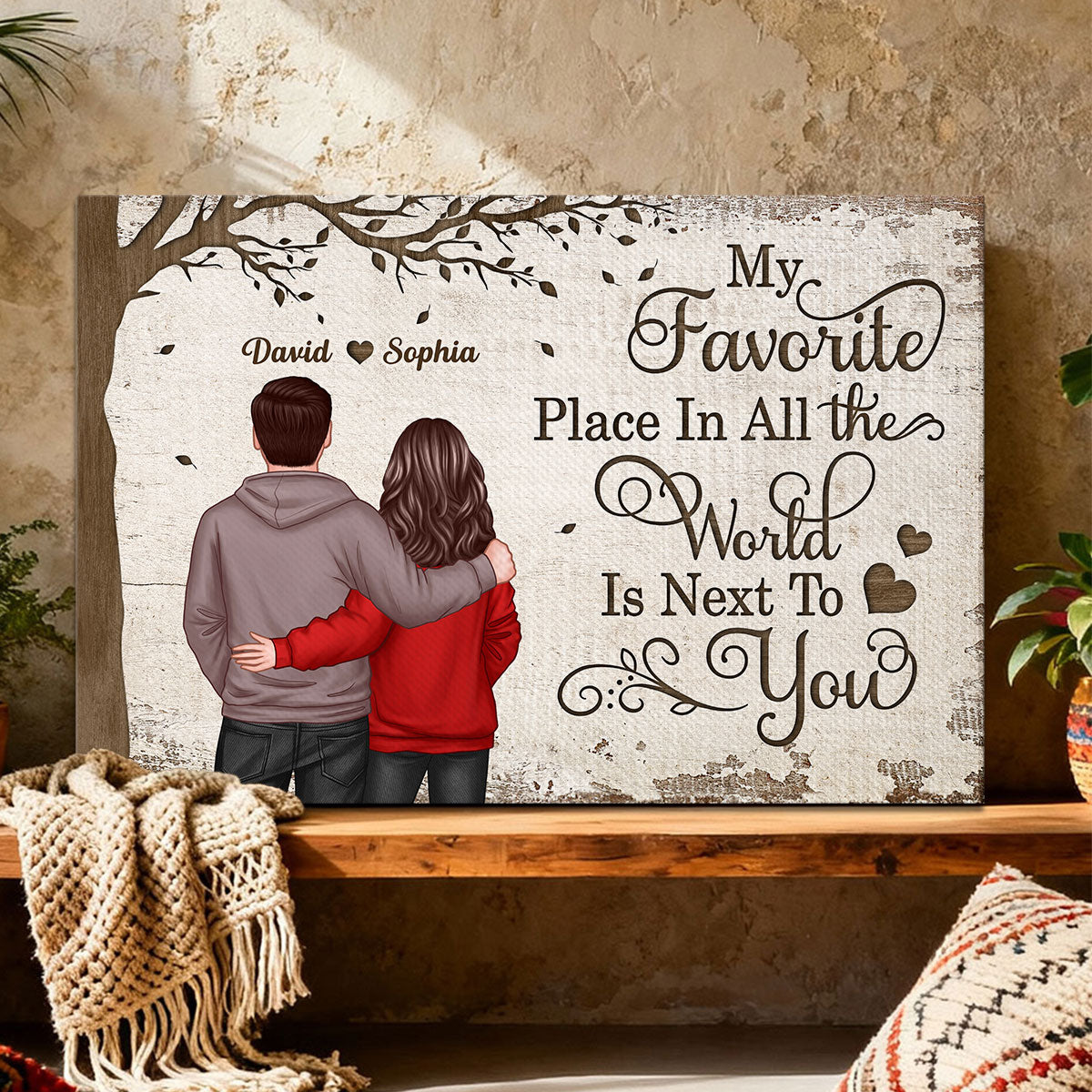 Favorite Place In The World Couple Back View - Personalized Canvas - Anniversary Gift For Him, Gift For Her