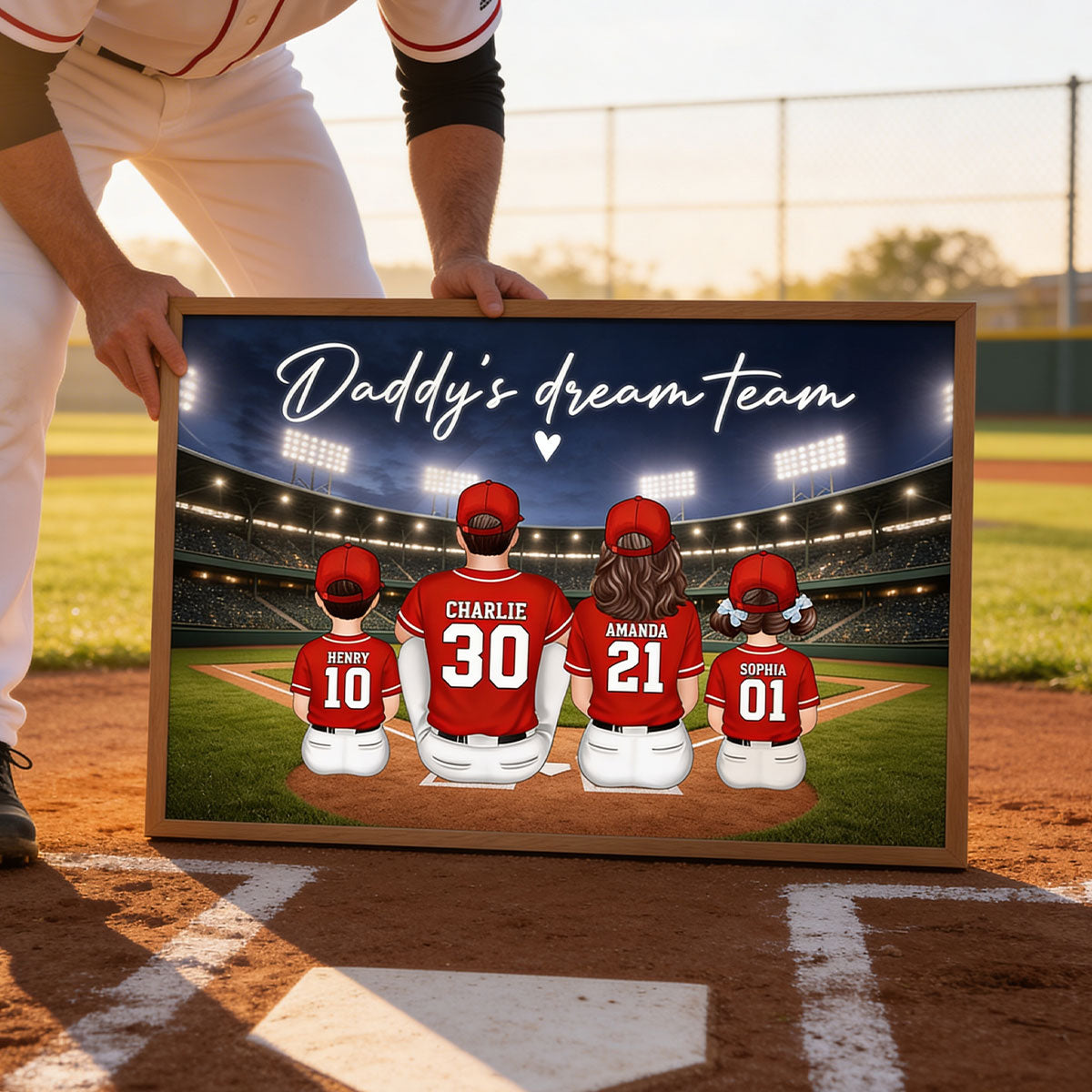 Family Baseball Daddy's Dream Team - Personalized Poster - Gift For Baseball Dad, Gift For Family