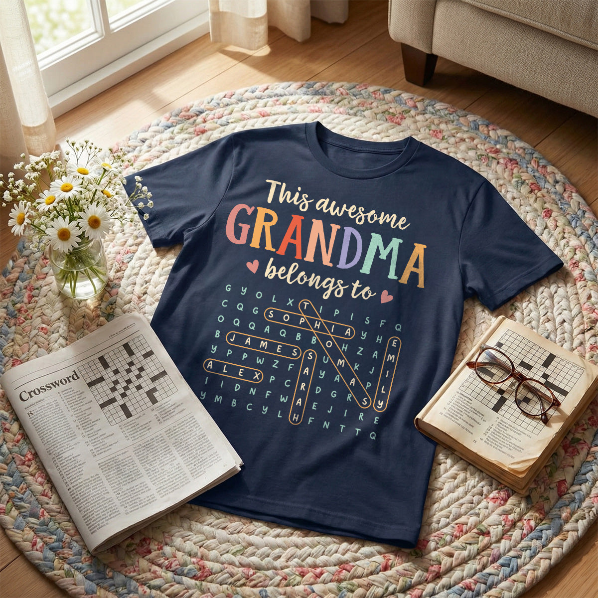 This Awesome Grandma Belongs To Grandkids Name Word Search Puzzle - Personalized Shirt - Mother's Day Gift For Grandma Mom