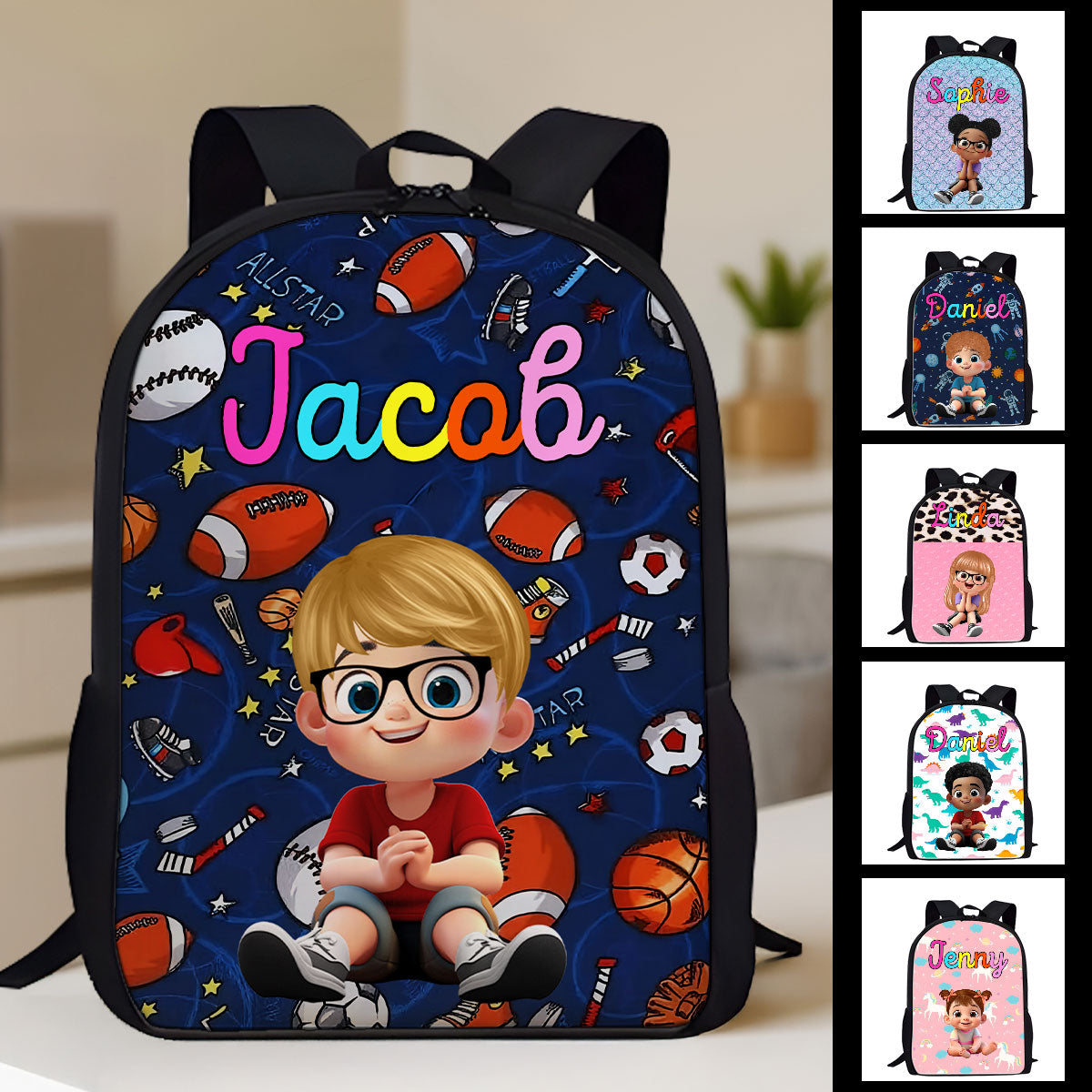 Unicorn, Mermaid, Dinosaur, Space Theme Personalized Backpack for Girls Boys, Back to School Backpack