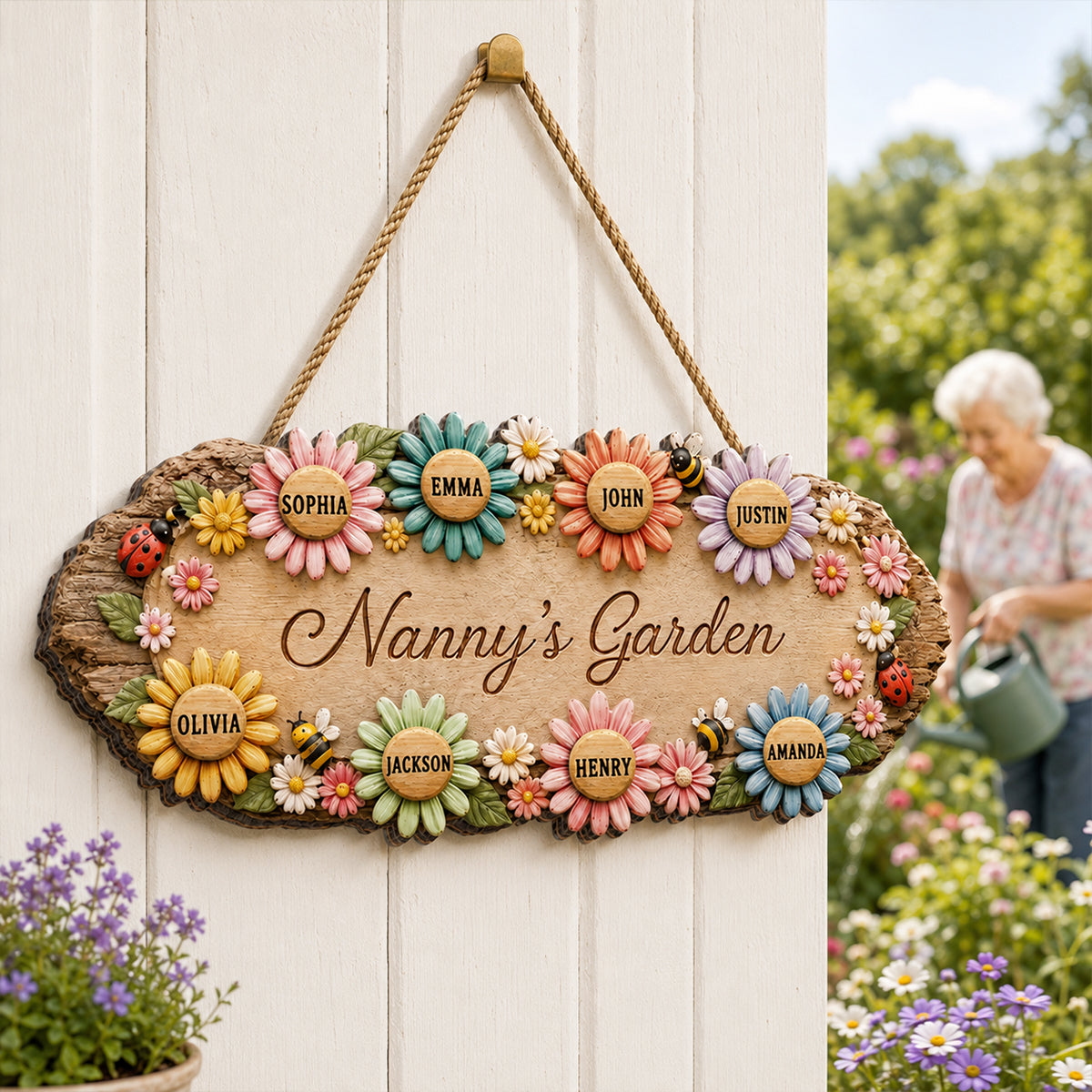 Grandma's Garden - Personalized Wooden Sign - Home Decor for Grandma