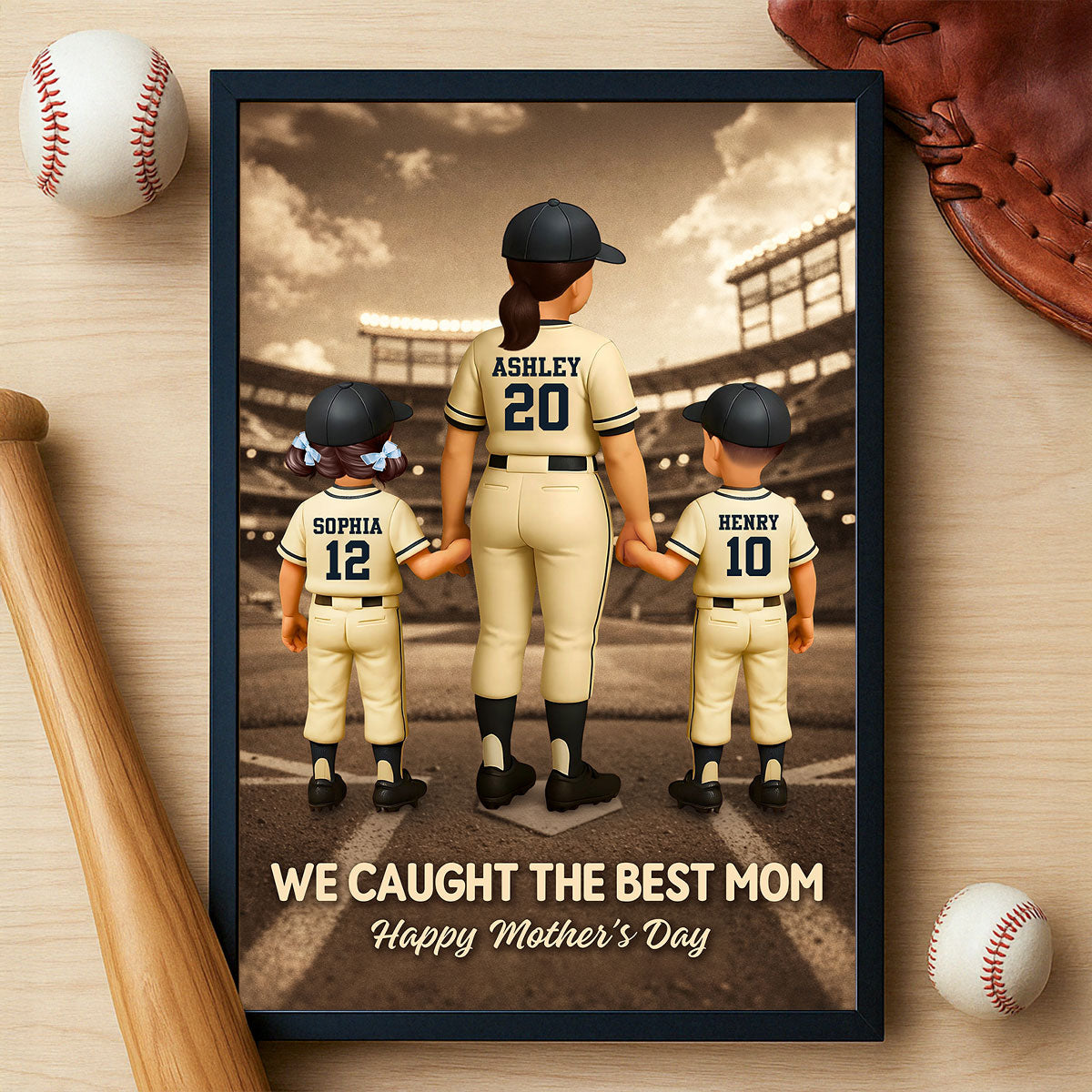 We Caught the Best Mom Retro Wall Art - Personalized Poster - Sentimental Mother's Day Keepsake for Mom, Wife