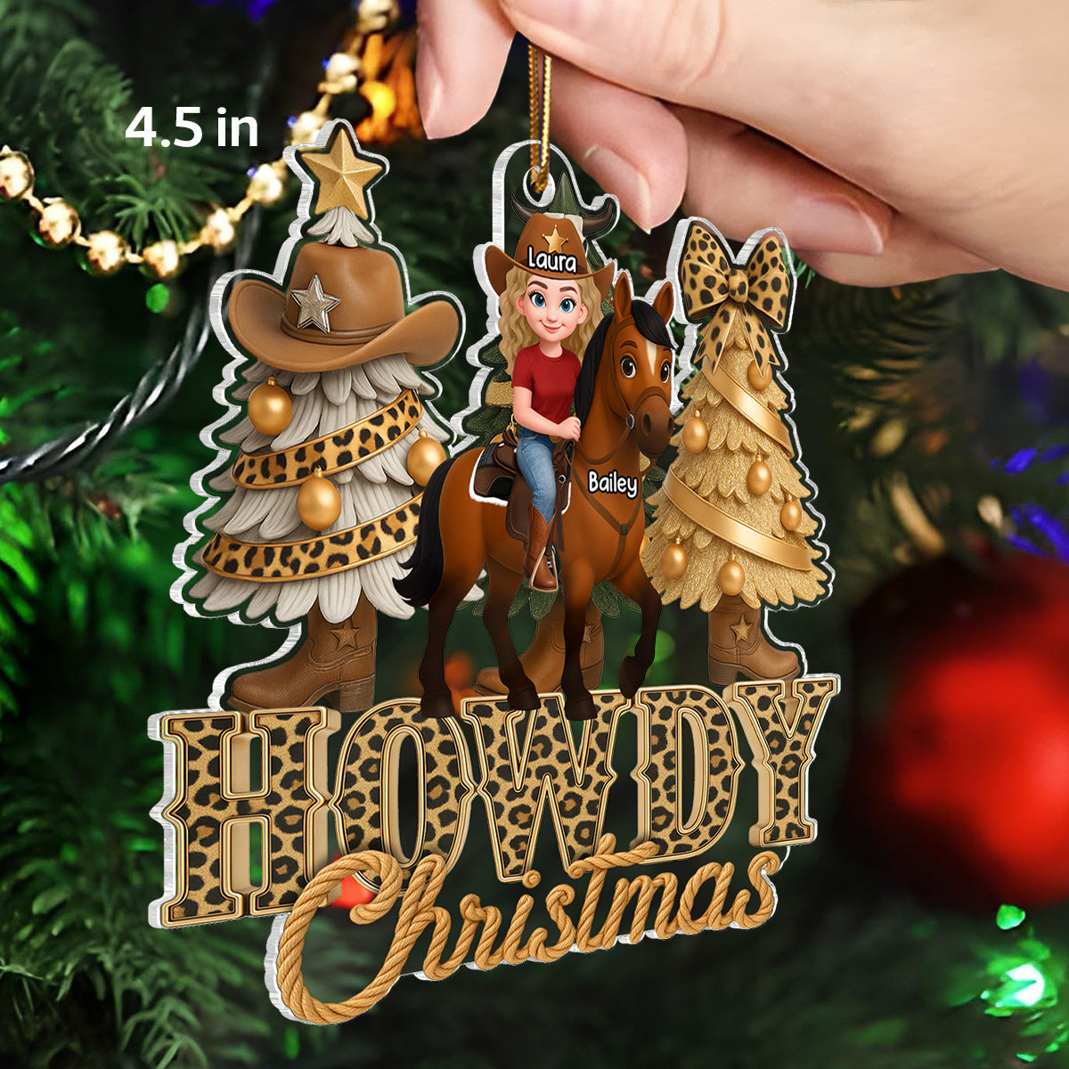 2025 Western Vibe Howdy Christmas Girl & Horse - Personalized Acrylic Ornament