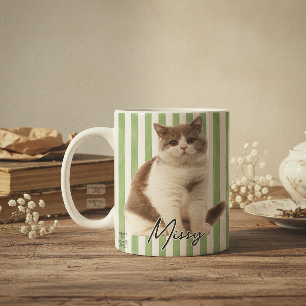 Pet With Classic Stripes Pattern Upload Photo - Personalized Mug - Gift For Dog Lovers, Cat Lovers