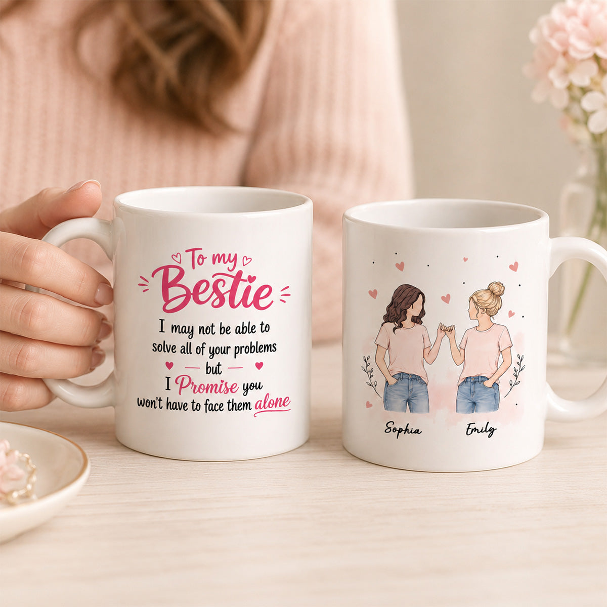 To My Bestie Pinky Promise Besties - Personalized Mug - Friendship Keepsake For Best Friends