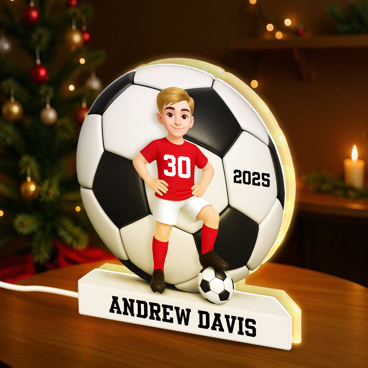 Soccer Boy Girl 3D Effect - Personalized Light Box - Christmas Gift for Teen Boy Girl Daughter Son