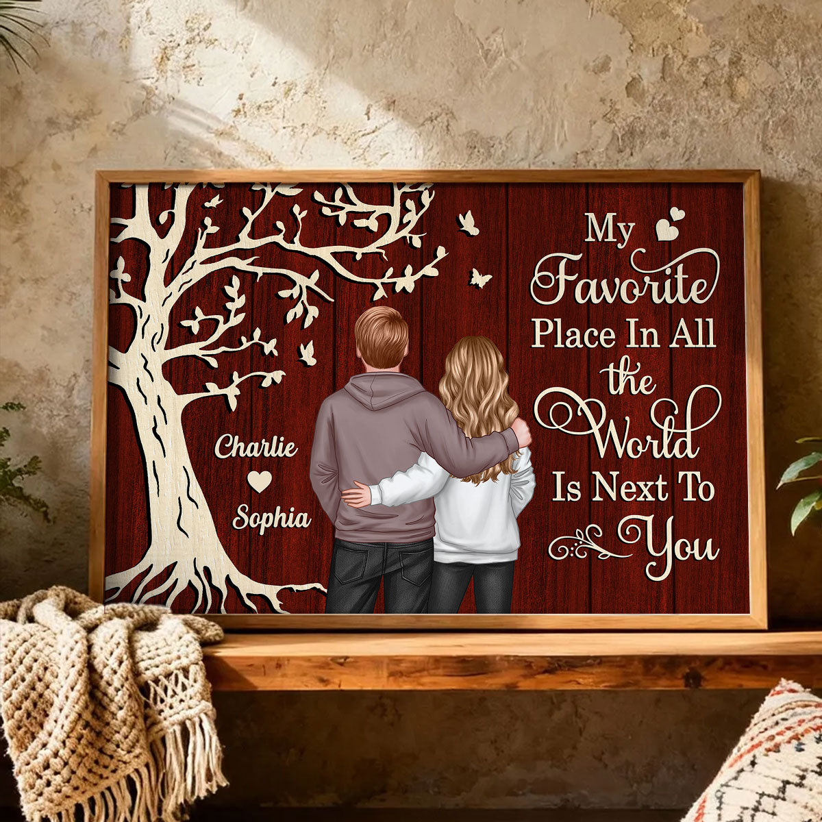 My Favorite Place in All the World Couple Tree - Personalized Poster - Gift for him, Gift for her