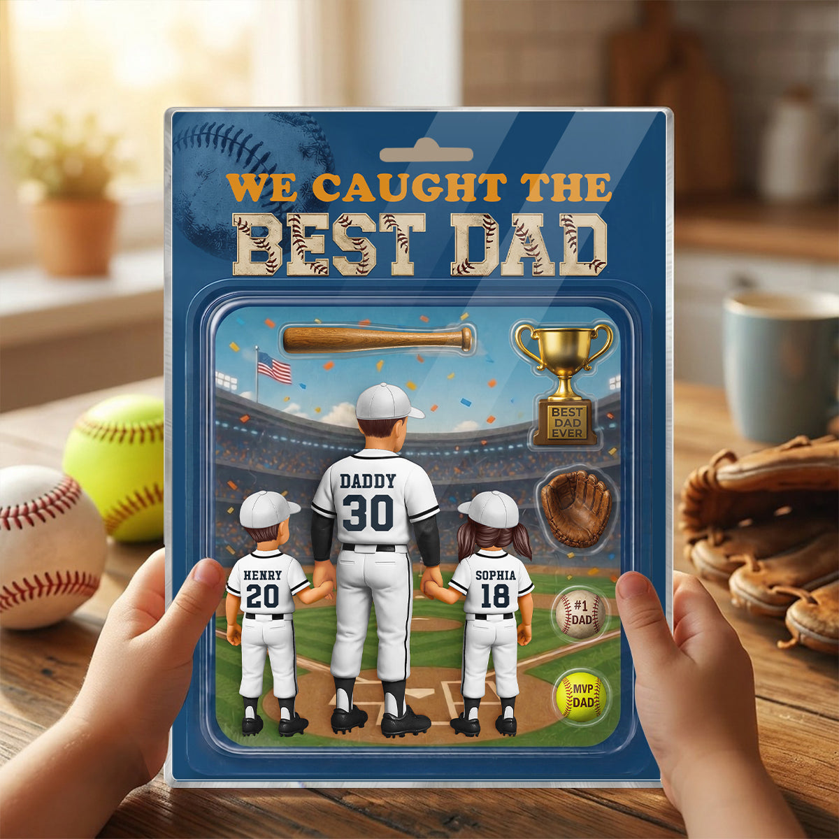 Baseball Dad Action Figure - Personalized Acrylic Block Plaque -  Gift for Dad, Husband