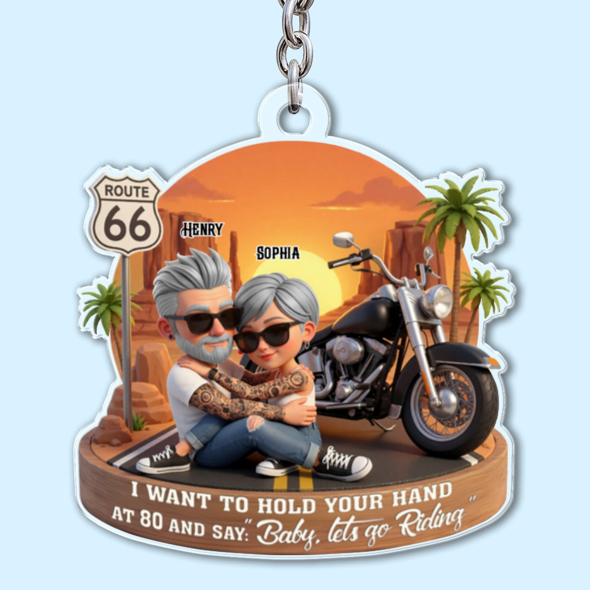 Baby Let's Go Riding Biker Couple - Personalized Acrylic Keychain - Sentimental Gift for him, for her