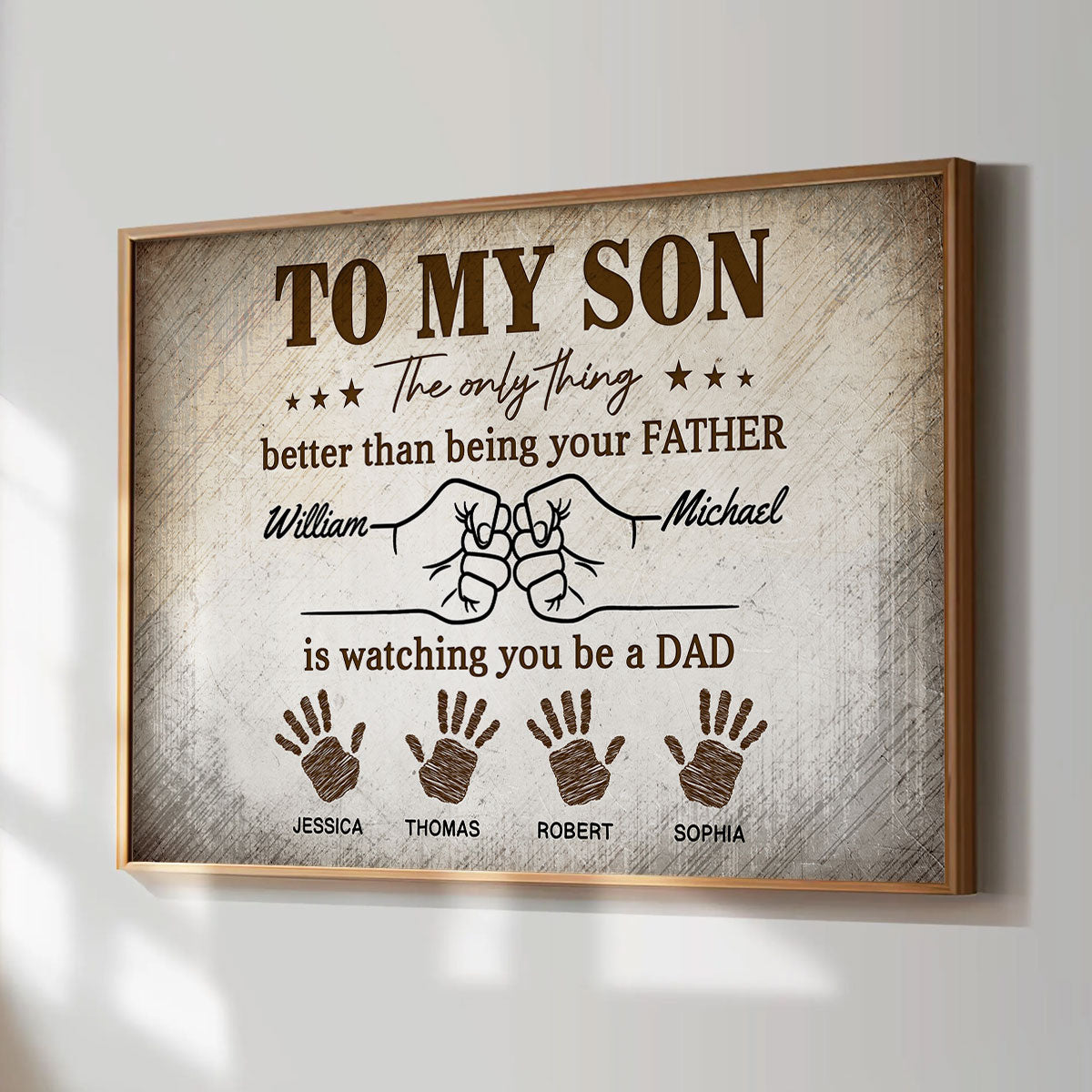 Retro Vintage From Dad To Son Watching You Be A Dad - Personalized Poster - Father's Day Gift For Son