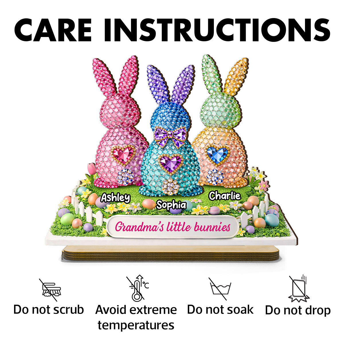 Grandma's Little Bunnies Easter - Personalized 2-Layered Wooden Plaque - Sentimental Gift for Grandma