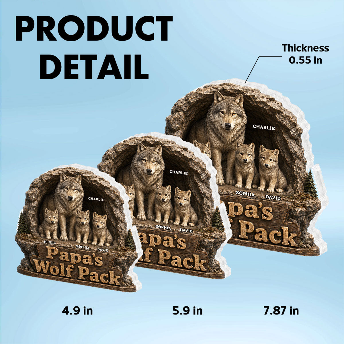 Dad Papa's Wolf Pack - Personalized Acrylic Block Plaque - Cool  Gift For Dad, Husband