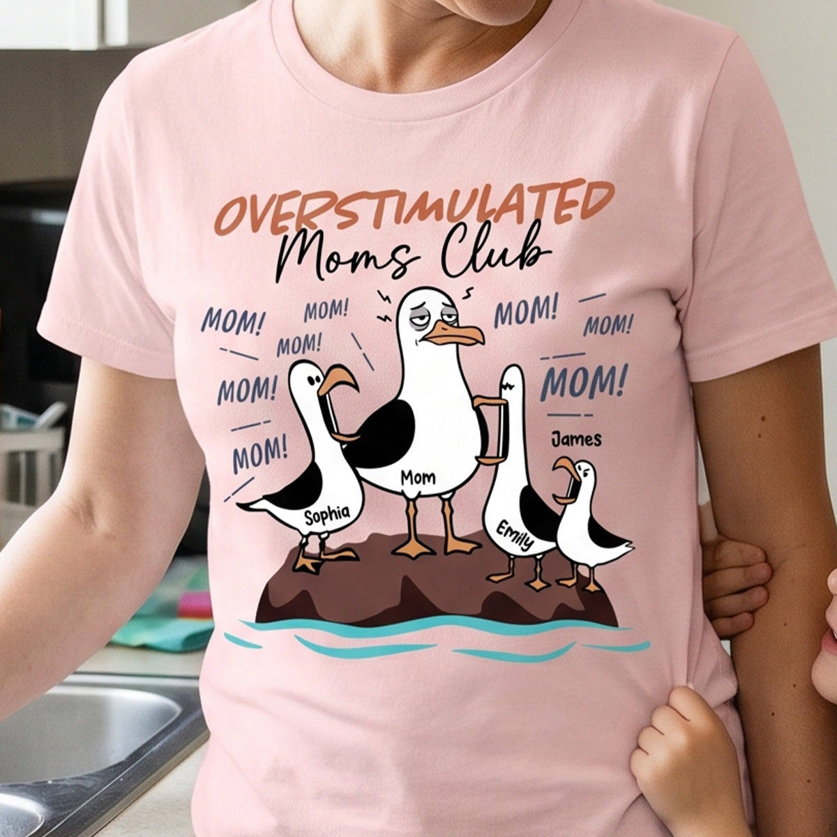 Overstimulated Moms Club Seagull Mom Mom Mom - Personalized Shirt - Funny Mother's Day Gift For Mom