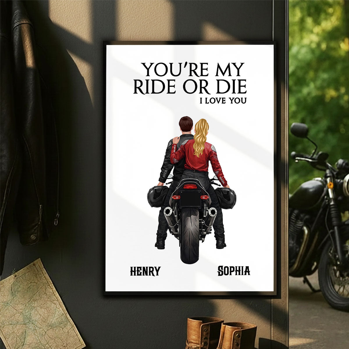 Couple Who Rides Together Stay Together Biker Couple - Personalized Poster - Anniversary Gift for him, for her